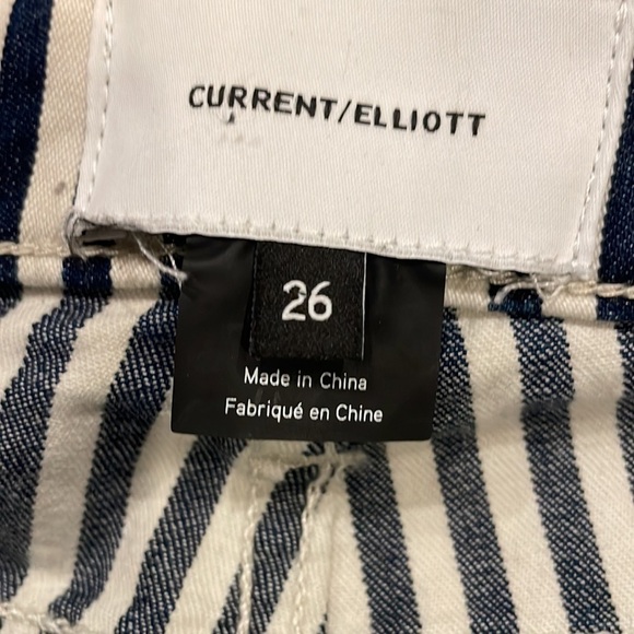 Current/Elliot Cropped Lexton Navy Striped Jeans - Picture 5 of 13